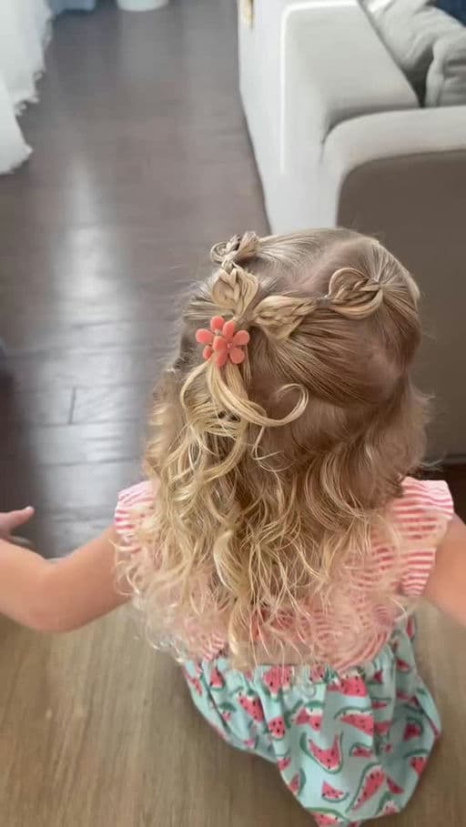 Side Braid Half-Up with Flower Clip
