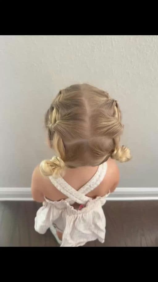 Stacked Pigtails and Mini Buns