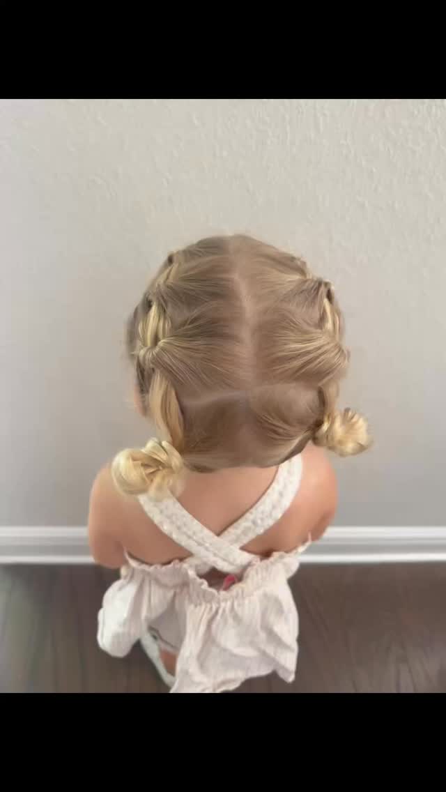 Stacked Pigtails and Mini Buns
