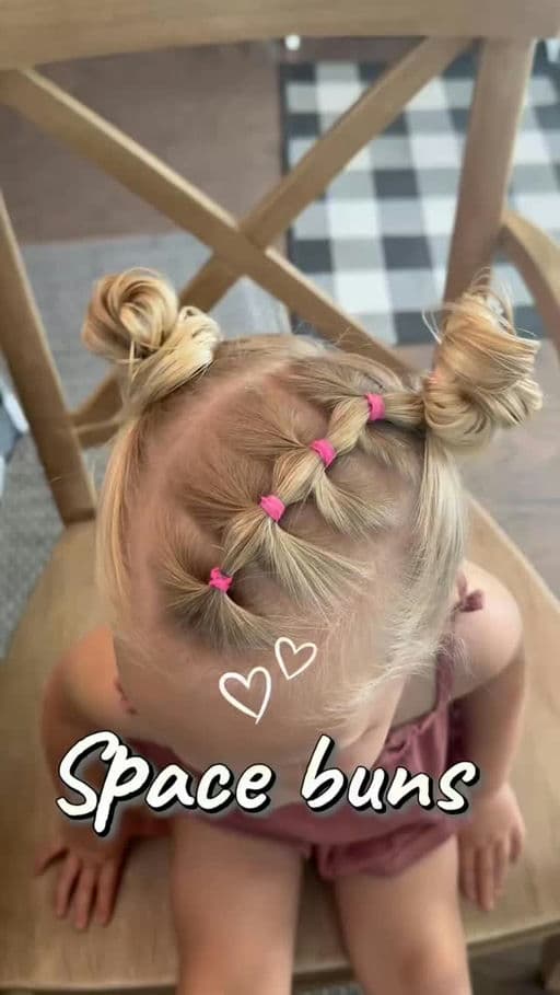 Space Buns with Pink Hair Ties