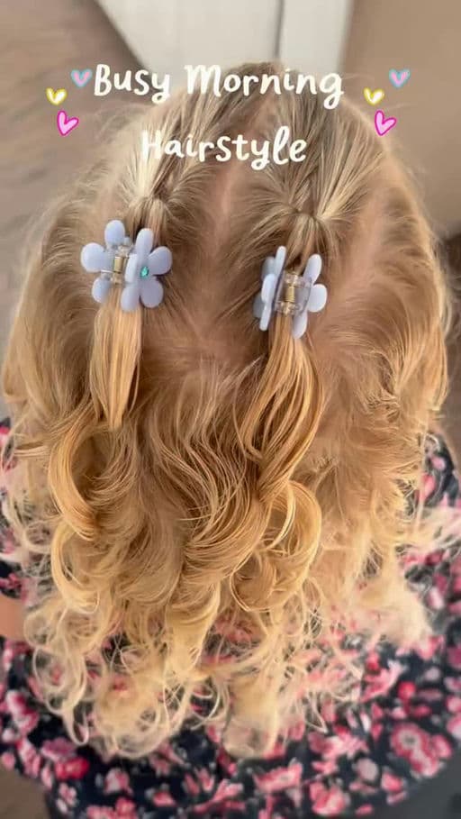 Side-by-Side Topsy Tails with Flower Clips