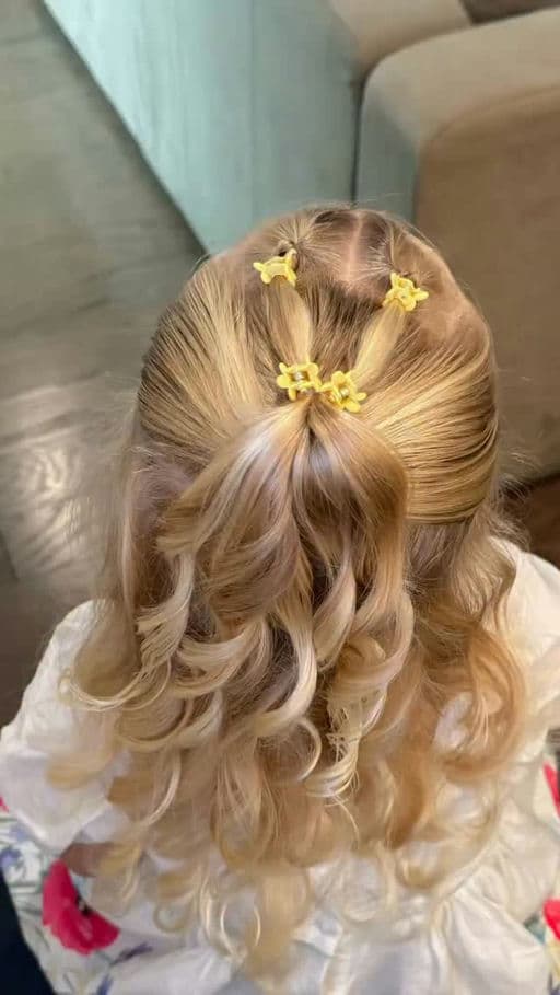 Yellow Flower Clip Half-Up