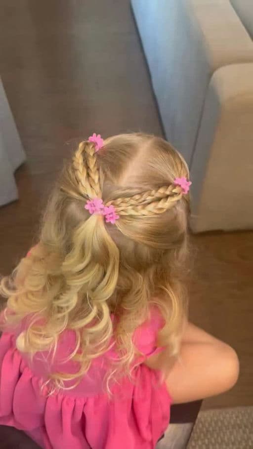 Crossover Braids with Flower Clips